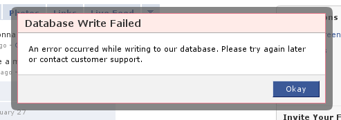 Read only Facebook - Database write failed